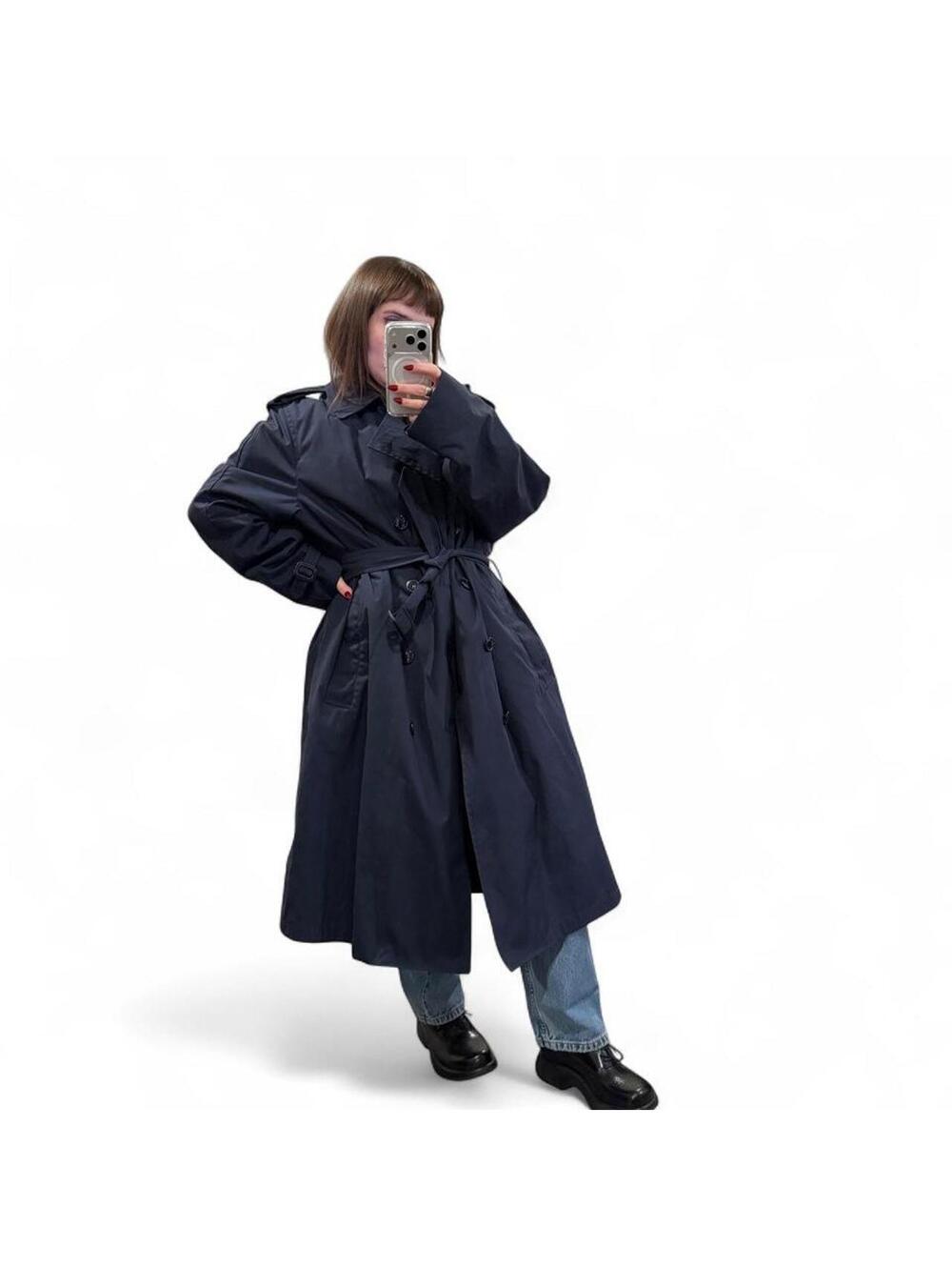 Vintage Military Navy Trench Coat